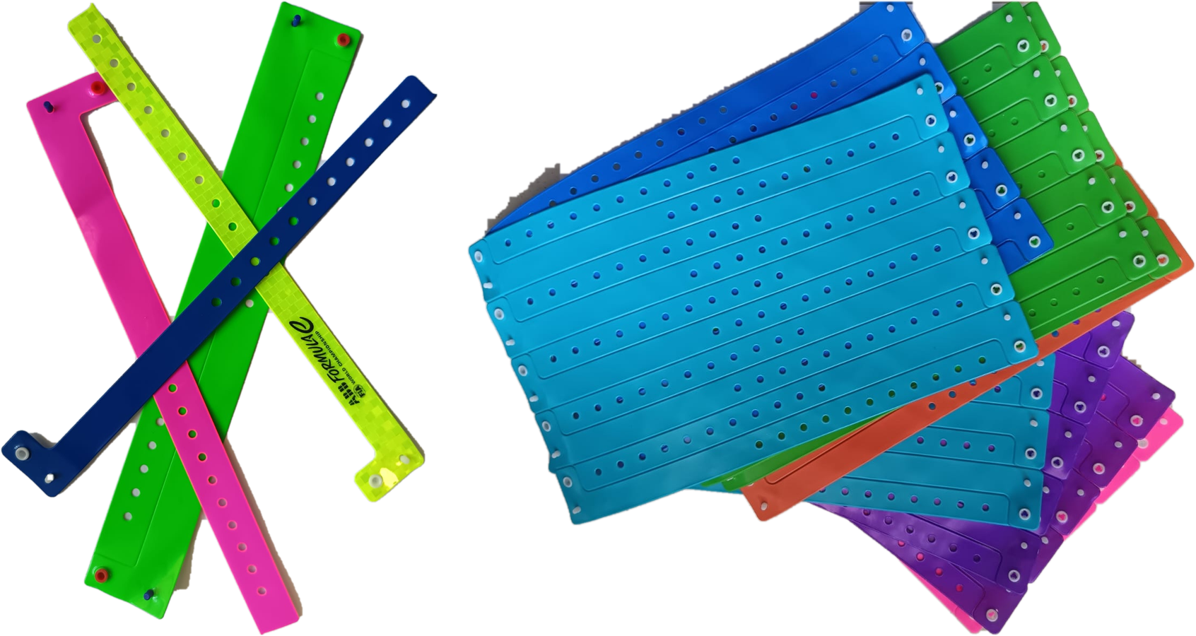 Vinyl event wristbands in a range of colours with snap-lock closures